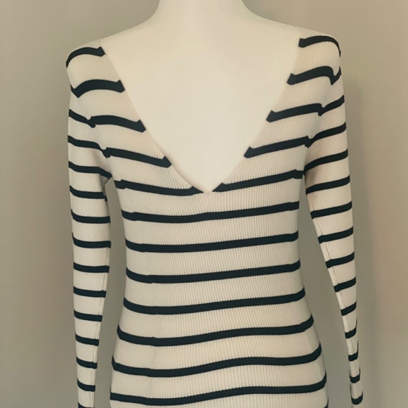 Theory boat/bateau neck fitted sweater with deep V back - Picture 4 of 8